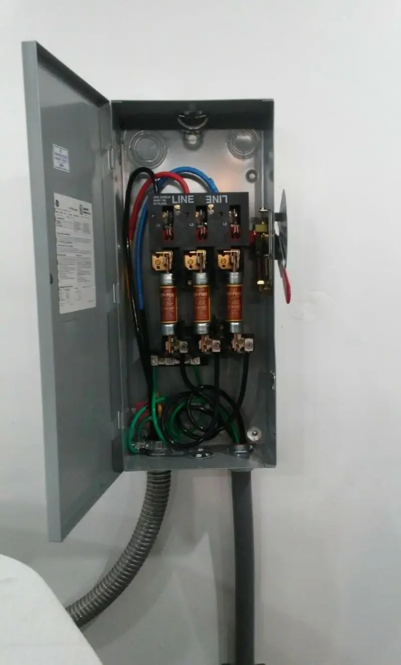 Three-phase disconnect switch installed for Electrical Wiring & Rewiring in Weaver